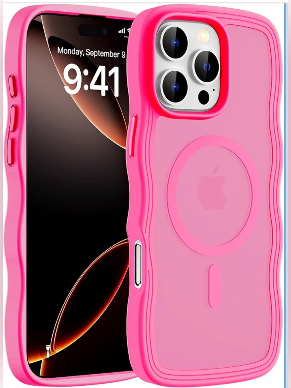 Hot Pink Wavy MagSafe Case for iPhone 16 Pro Max – New